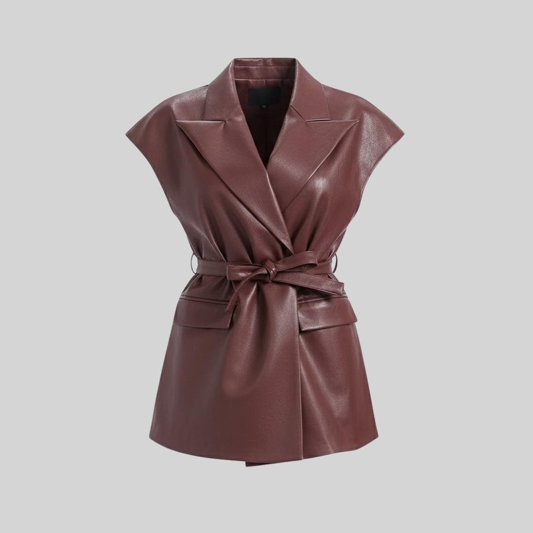 Urban Rebel Faux Leather Vest (Burgundy)
